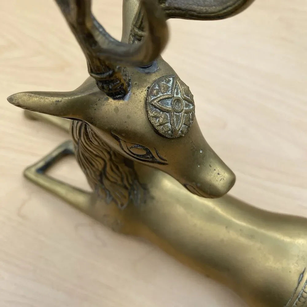 Vintage Solid Brass Metal Decorative Sarreid Deer Animal Statue Artwork Art